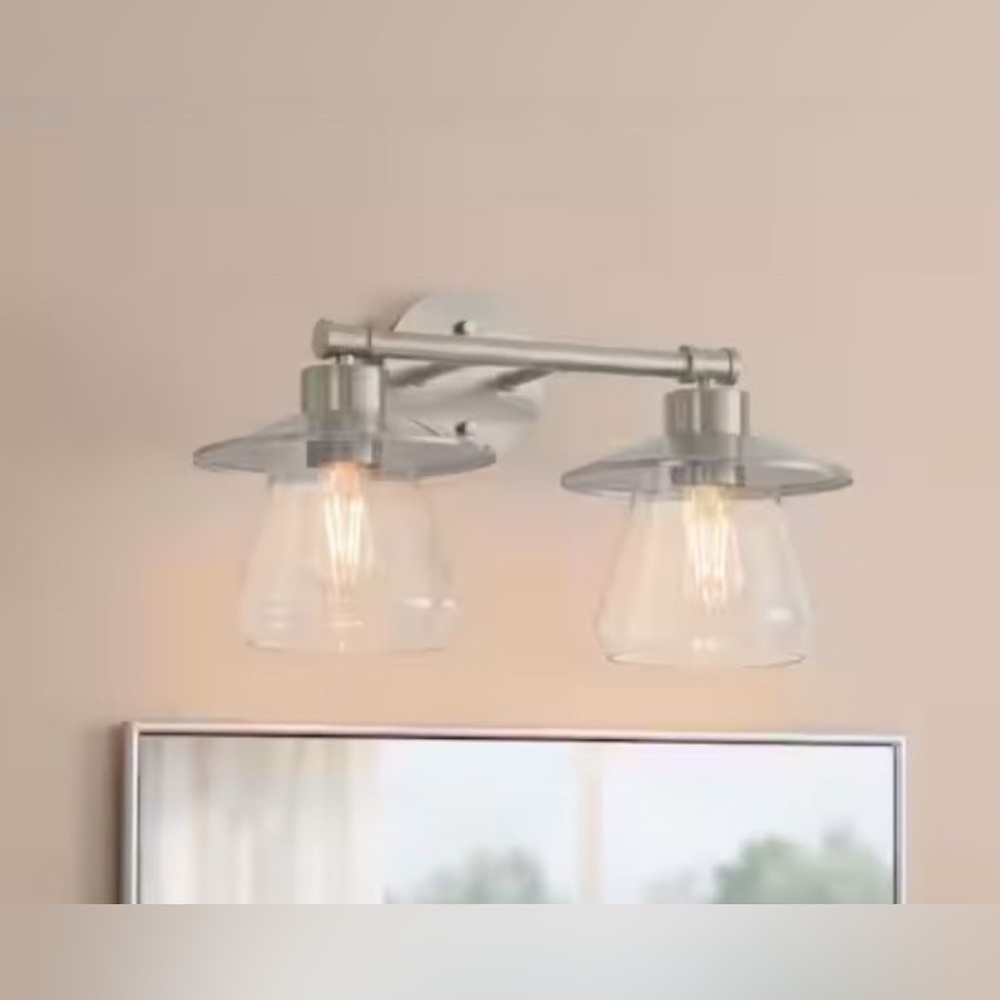 18.9 in 2-Light Brushed Nickel Farmhouse Bathroom Vanity Light